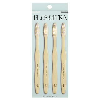 Plus Ultra, Spazzolini da denti in bambù, per adulti, morbidi, confezione da 4