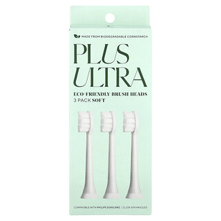 Plus Ultra, Cabezales de cepillo ecológicos, Suaves, Paquete de 3