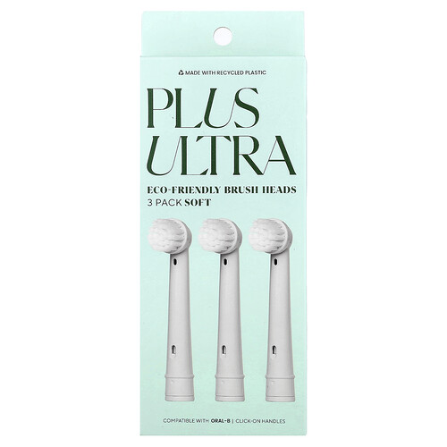 Plus Ultra, Eco-Friendly Brush Heads, umweltfreundliche Bürstenköpfe, weich, 3er-Pack