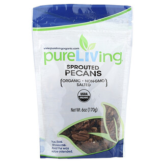 Pure Living, Pacanas germinadas orgánicas, Con sal, 170 g (6 oz)