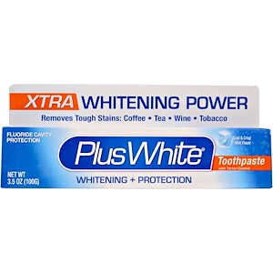 Купить Plus White, Отбеливающая паста Экстра Плюс, предотвращающая образование зубного камня, прохладный и свежий аромат мяты, 3,5 унции (100 г)  на IHerb