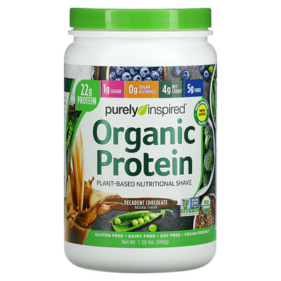 Purely Inspired Organic Protein Plant-Based Nutrition Shake Decadent Chocolate 1.5 lbs (680 g)