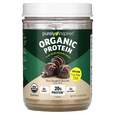 Purely Inspired  Organic Plant-Based Protein Powder  Rich Decadent Chocolate  1.25 lbs (567 g)