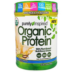Purely Inspired, Органический белок, Питательный Коктейль на 100%-ной Растительной Основе , Французская Ваниль, 1,50 фунта (680 г)