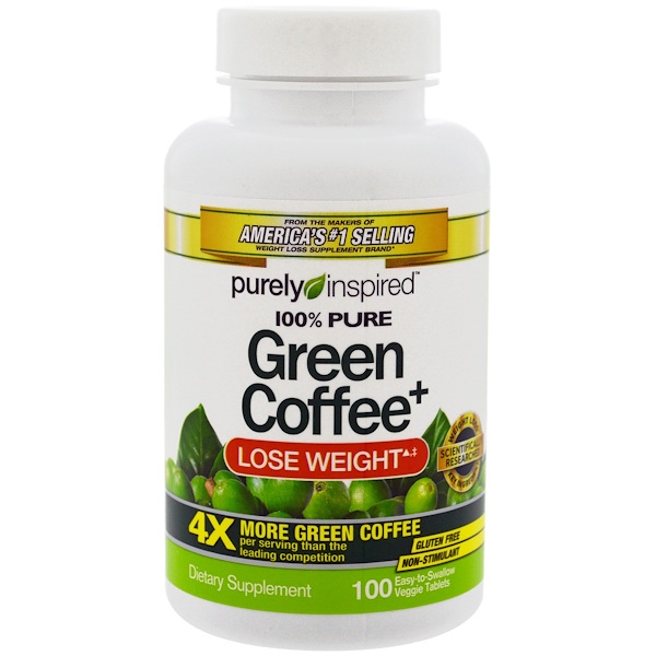 Purely Inspired, Зеленый кофе+, 100 таблеток в растительной оболочке