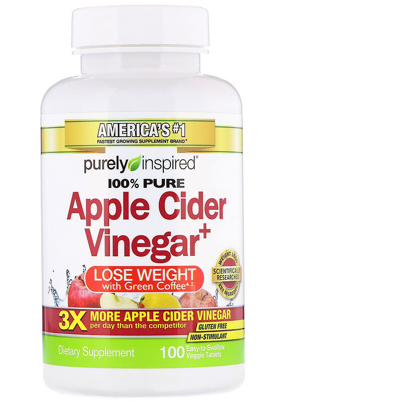 Purely Inspired, Apple Cider Vinegar+, 100 EasytoSwallow Veggie