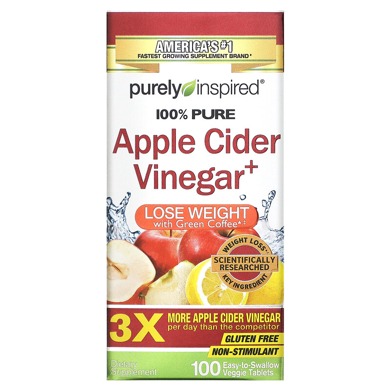 Purely Inspired, Apple Cider Vinegar+, 100 EasytoSwallow Veggie Tablets