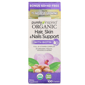 Отзывы о Пурели Инспиред, Organic Hair, Skin & Nails Support with Biotin, 100 Caplets