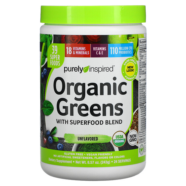 Purely Inspired, Organic Greens with Superfood Blend, Unflavored, 8.57 ...