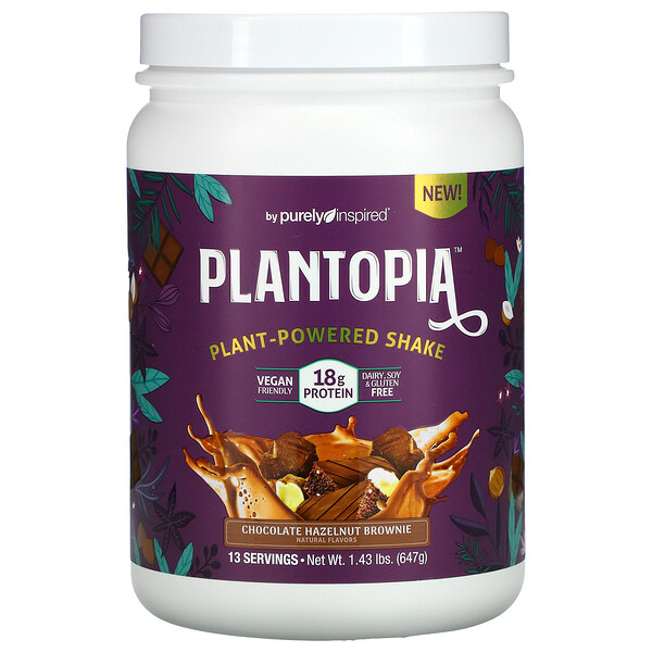 Plantopia, Plant-Powered Shake, Chocolate Hazelnut Brownie, 1.43 lbs (647 g)