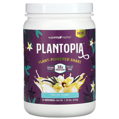 Purely Inspired Plantopia, Plant-Powered Shake, Tahitian Vanilla, 1.38 lbs (628 g)
