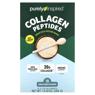 Purely Inspired  Collagen Peptides  Unflavored  18 Single Serve Packets  0.71 oz (20 g) Each