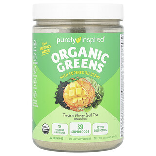 Purely Inspired, Organic Greens With Superfood Blend, Tropical Mango Iced Tea, 11.08 oz (314 g)
