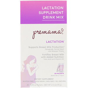 Отзывы о Премама, Lactation Supplement Drink Mix, Mixed Berry, 28 Packets, 2.5 oz (70 g)