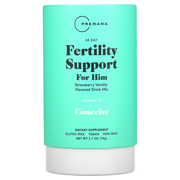 28 Day Fertility Support For Him, Strawberry Vanilla Flavored Drink Mix, Stage 2 Conceive, 2.7 oz ( 76 g)
