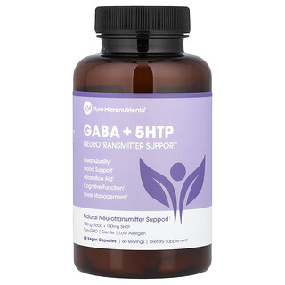 Pure Micronutrients, GABA + 5HTP, 60 veganske kapsler