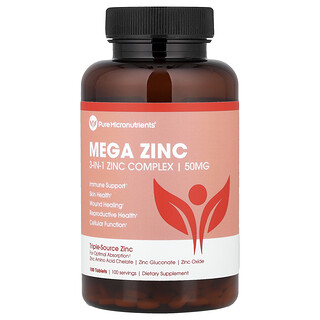 بيور مايكرو نيوترينتس‏, Mega Zinc، 50 ملجم، 100 قرص