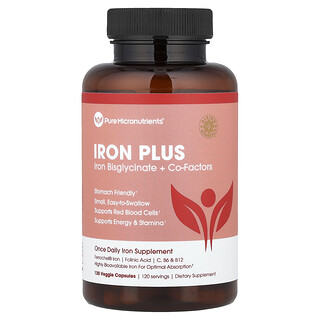 بيور مايكرو نيوترينتس‏, Iron Plus، 120 كبسولة نباتية
