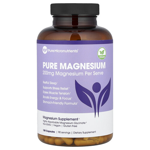 Pure Micronutrients Pure Magnesium, 180 Capsules (100 mg per Capsule)