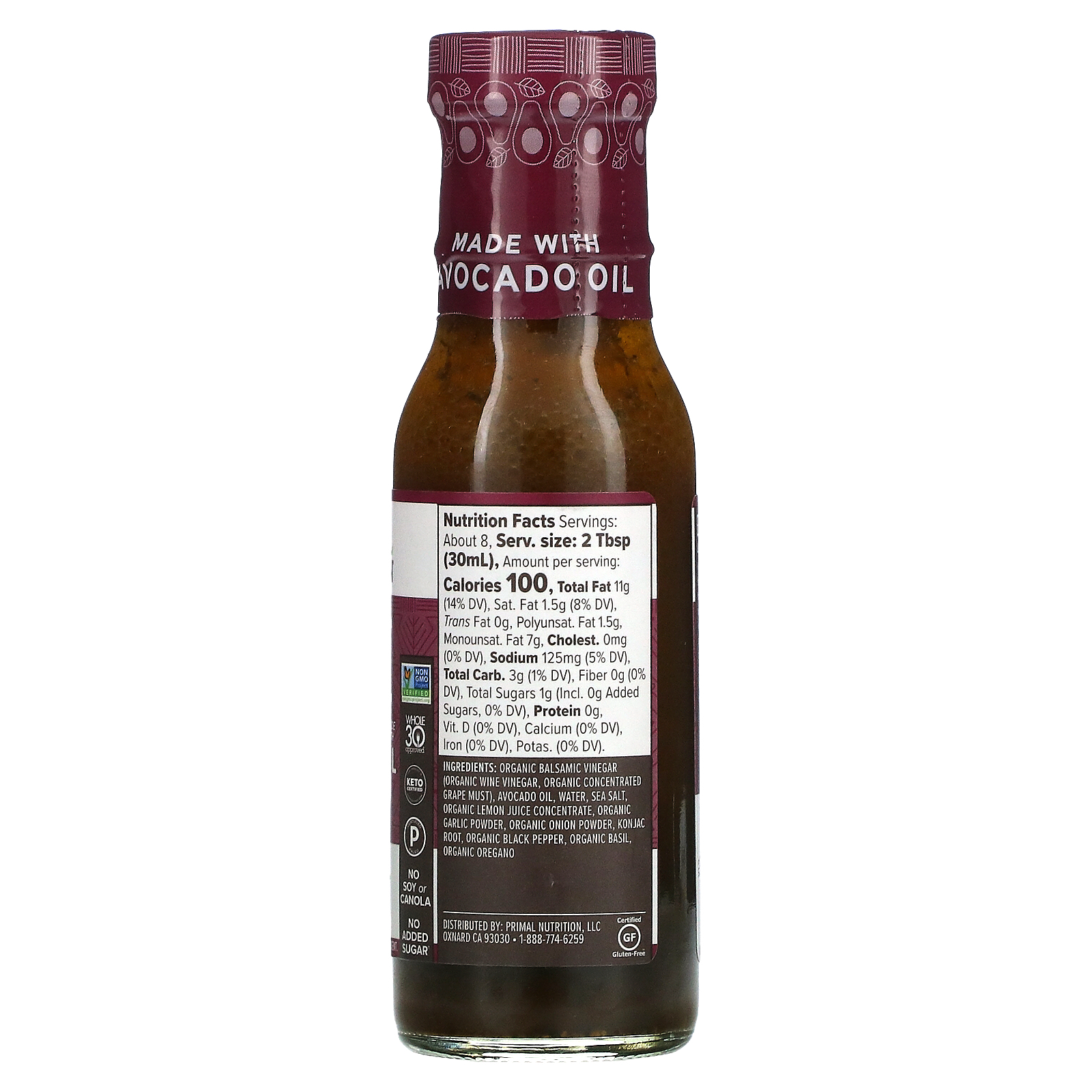 Primal Kitchen, Dressing & Marinade Made with Avocado Oil, Balsamic, 8
