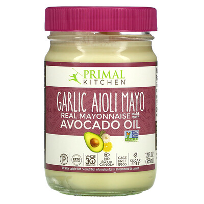 Primal Kitchen Garlic Aioli Mayo, Real Mayonnaise with Avocado Oil, 12 fl oz (355 ml)