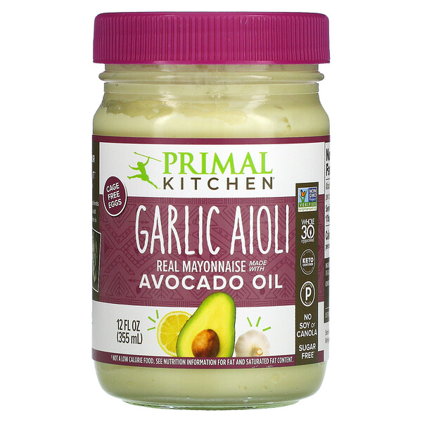 Primal Kitchen, Real Mayonnaise Made with Avocado Oil, Garlic Aioli