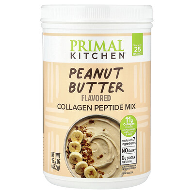 Primal Kitchen, Mezcla de péptidos con colágeno, Mantequilla de maní, 432 g (15,2 oz)