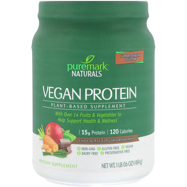 PureMark Naturals, Vegan Protein, PlantBased Supplement, Chocolate