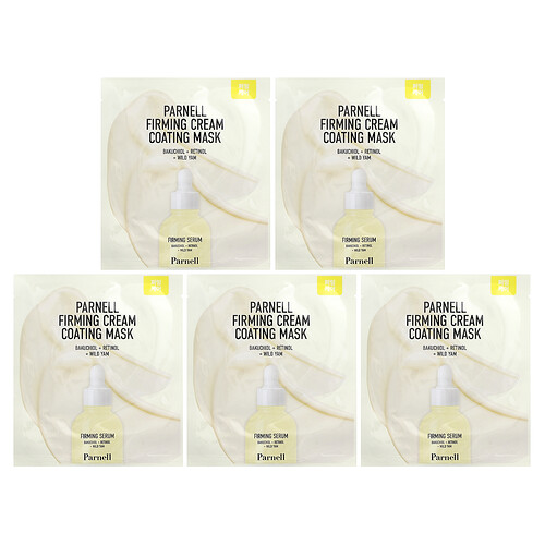 Parnell, Bakuchiol Retinol Wild Yam Firming Cream Beschichtung Beauty Mask, straffende Creme und Beauty-Maske, 5 Tuchmasken, je 20 g (0,70 oz.).