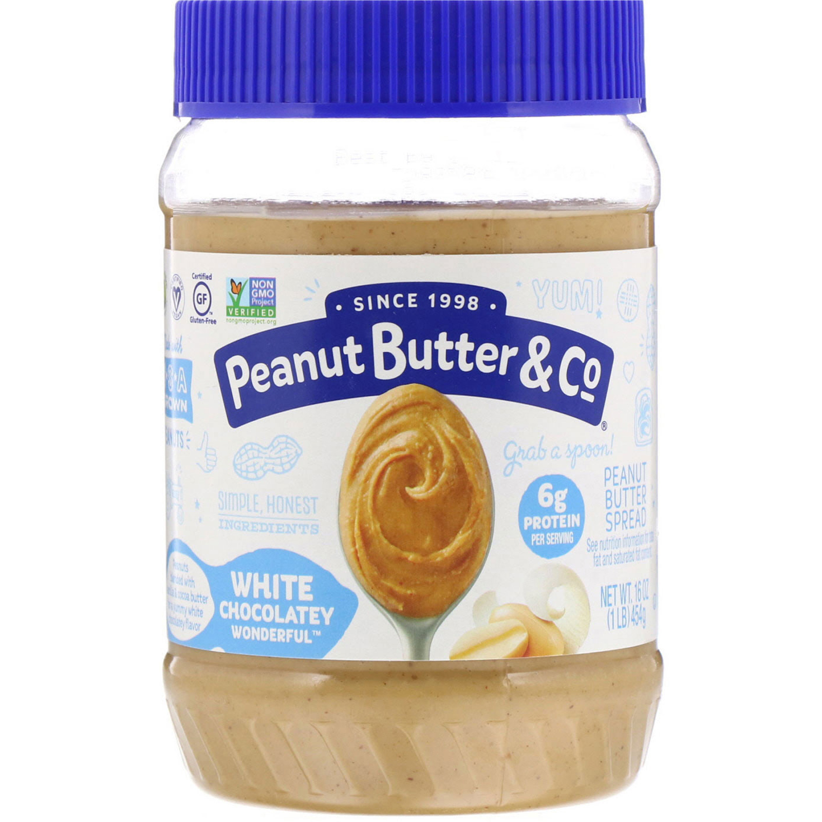 Peanut Butter Co Peanut Butter Spread White Chocolate Wonderful 16 Oz 454 G Iherb