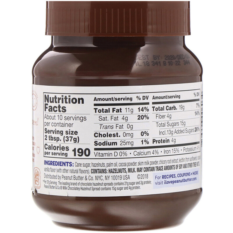 Peanut Butter & Co., Hazelnut Spread, Milk Chocolatey Hazelnut, 13 oz ...