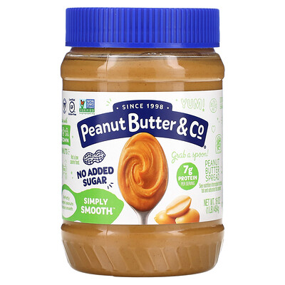 Peanut Butter & Co. Simply Smooth, арахисовая паста, без добавления сахара, 454 г (16 унций)