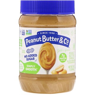 Peanut Butter & Co., Simply Smooth, mantequilla de maní untable, sin azúcar agregada, 454 g (16 oz)