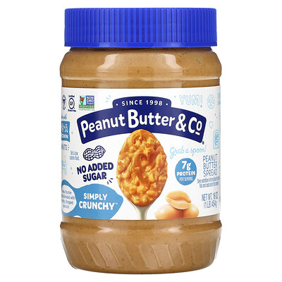 Peanut Butter & Co. Simply Crunchy, арахисовая паста, без добавления сахара, 454 г (16 унций)