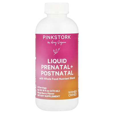 Pink Stork  Liquid Prenatal + Postnatal  Mixed Berry  16 fl oz (473 ml)