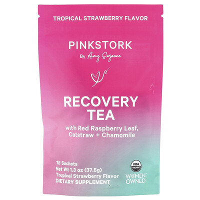 Pink Stork Recovery Tea Tropical Strawberry 15 Sachets 1.3 oz (37.5 g)