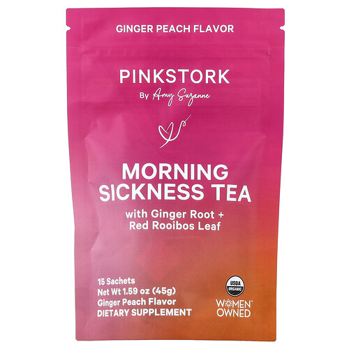 Pink Stork Morning Sickness Tea, Ginger Peach, 15 Sachets, 1.59 oz (45 g)