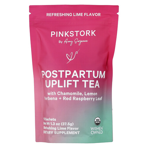 Pink Stork Postpartum Uplift Tea, Refreshing Lime, 15 Sachets, 1.3 oz (37.5 g)