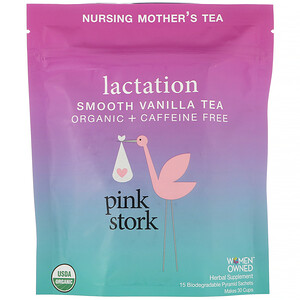 Отзывы о Pink Stork, Lactation, Nursing Mother's Tea, Smooth Vanilla, Caffeine Free, 15 Biodegradable Pyramid Sachets