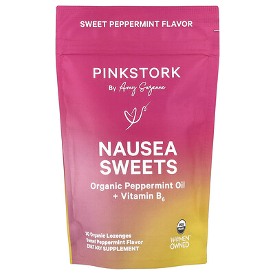 Pink Stork  Nausea Sweets  Sweet Peppermint  30 Organic Lozenges