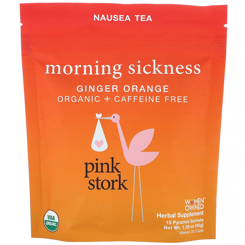 Pink Stork, Morning Sickness, Nausea Tea, Ginger Orange, Caffeine Free