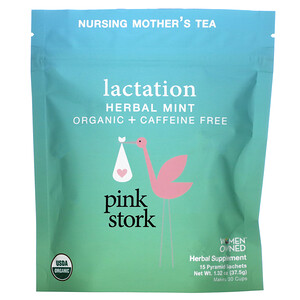 Отзывы о Pink Stork, Lactation, Nursing Mother's Tea, Herbal Mint, Caffeine Free, 15 Pyramid Sachets, 1.32 oz (37.5 g)