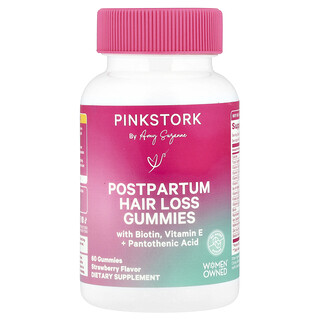 Pink Stork‏, סוכריות גומי לנשירת שיער לאחר לידה, בטעם תות, 60 סוכריות גומי
