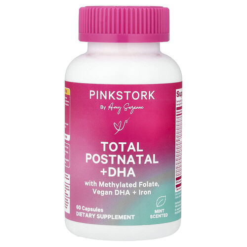 Pink Stork, Total Postnatal + DHA, Minze, 60 Kapseln