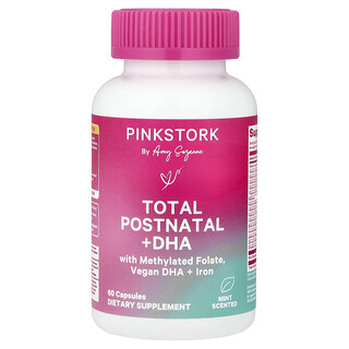 Pink Stork, Suplemento postnatal total con DHA, Menta, 60 cápsulas