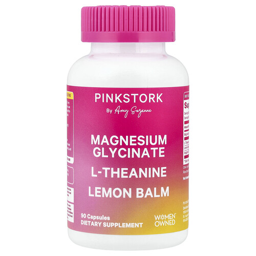 Pink Stork Magnesium Glycinate, L-Theanine, Lemon Balm, 90 Capsules