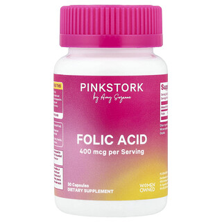 Pink Stork, Folic Acid, Folsäure, 400 mcg, 30 Kapseln