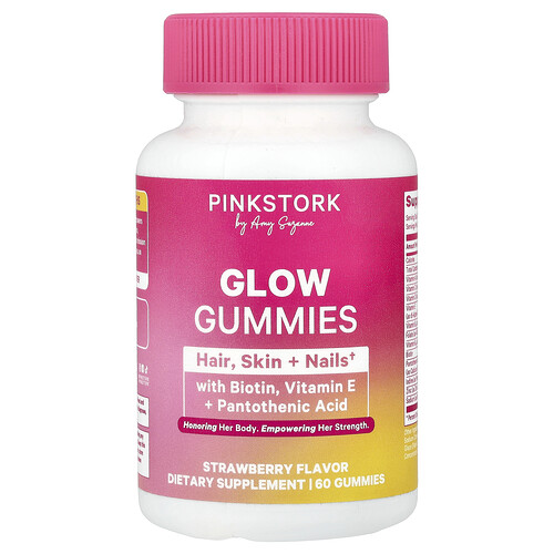 Pink Stork Glow Gummies, Strawberry, 60 Gummies