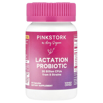 Pink Stork  Lactation Probiotic  30 Billion CFUs  30 Capsules
