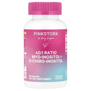 Pink Stork, Poměr 40:1 Myo-Inositol + D-Chiro-Inositol, 90 tobolek